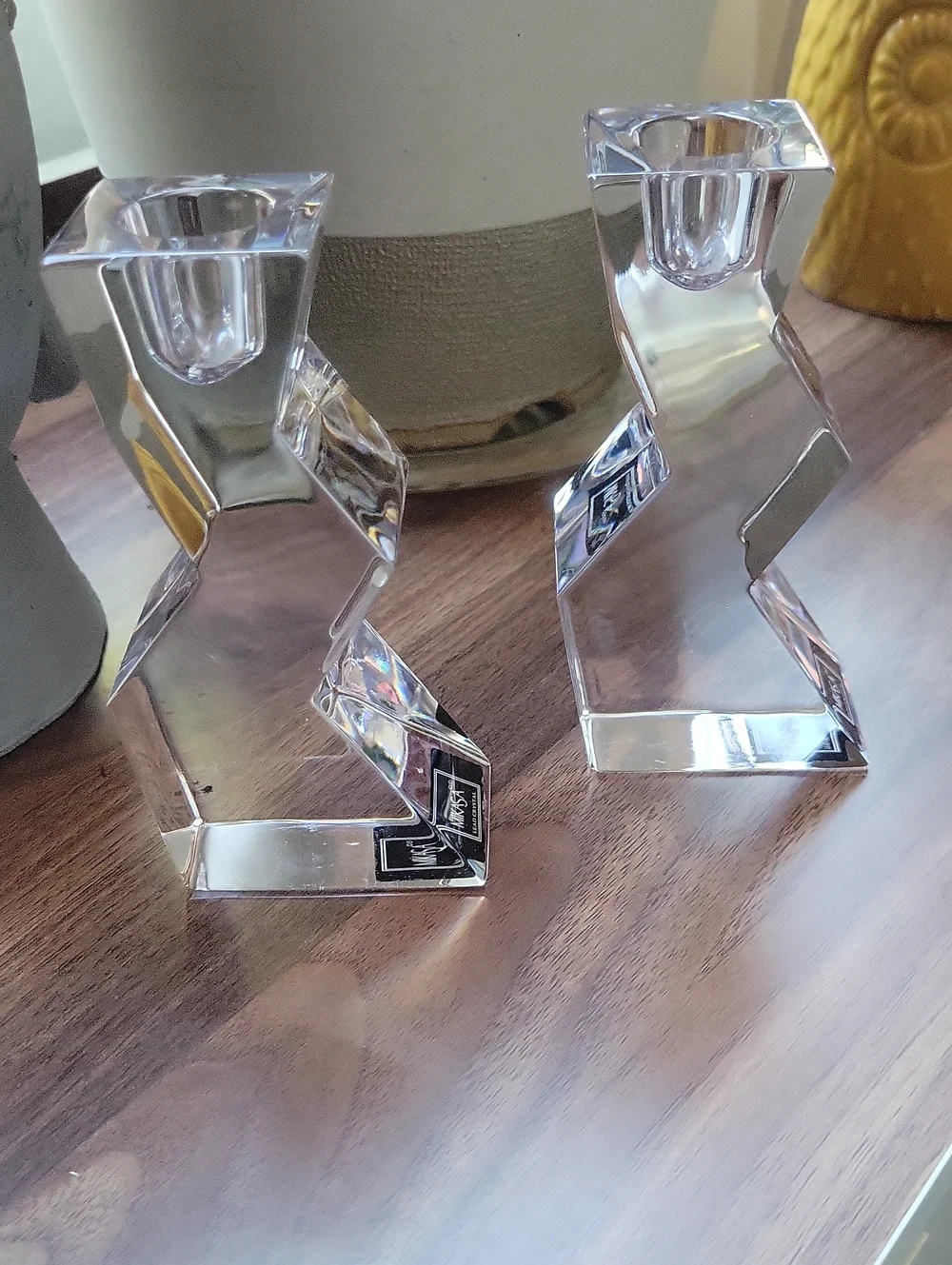 Mikasa Clear Crystal Zig Zag Candlestick Pair - Clear
